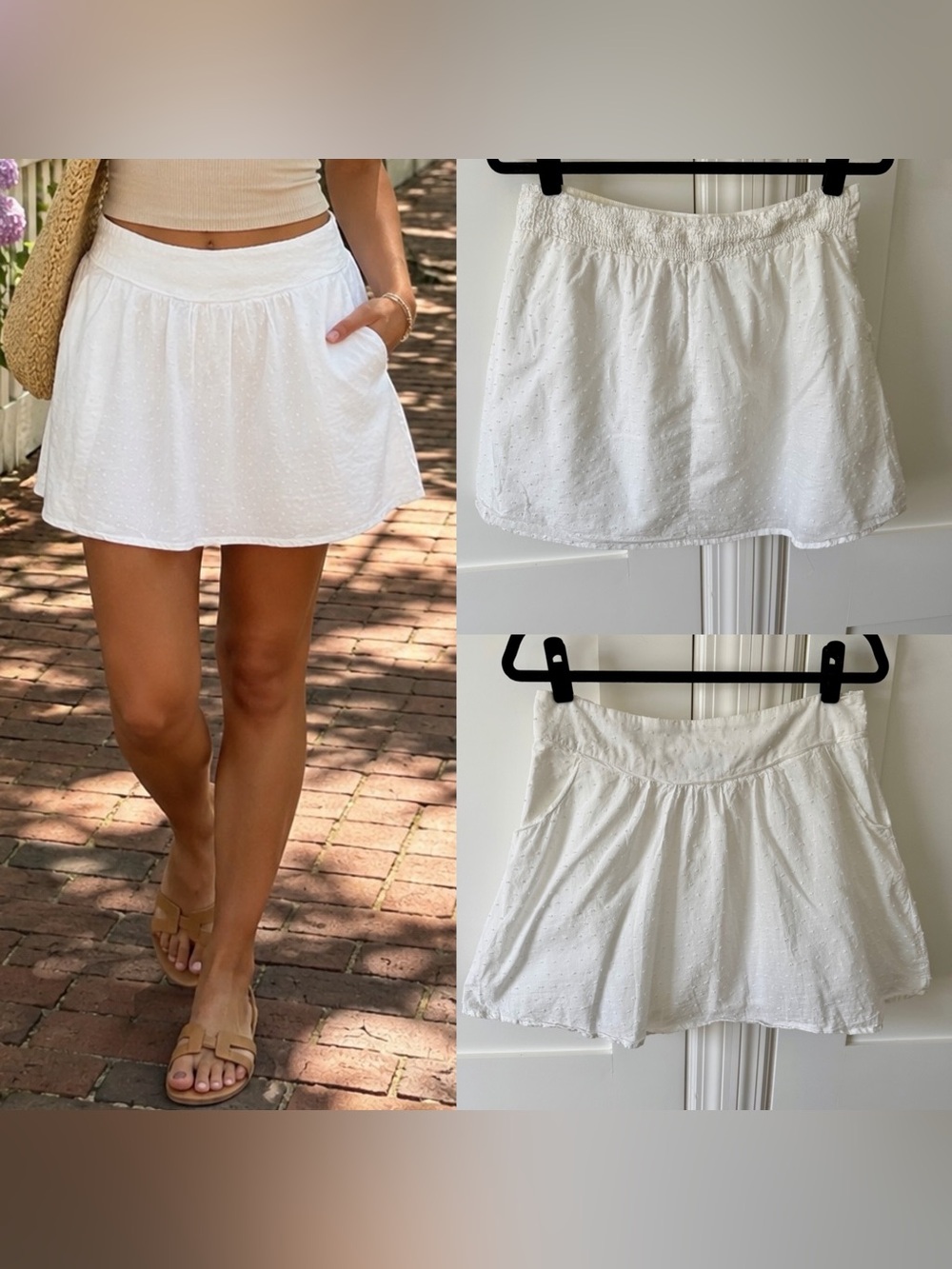 Trixxi Swiss Dot Cotton Mini Skirt White Sz M